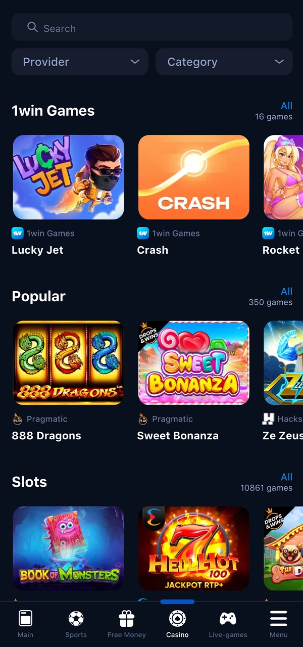 Chơi các trò chơi đánh bạc hay nhất tại 1Win casino.