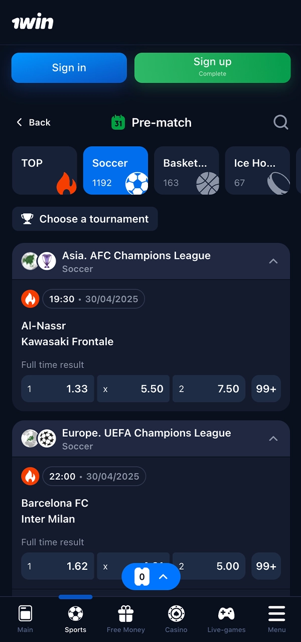 Đặt cược vào thể thao và giành chiến thắng với 1Win.