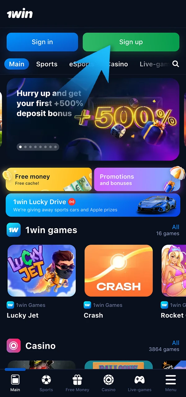 Các bước đơn giản để tìm nút đăng ký trên 1Win.